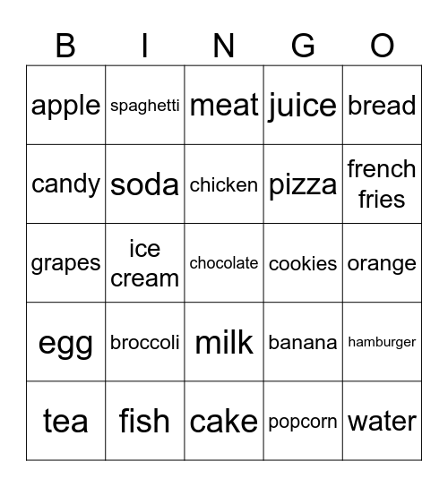 FOOD FOOD FOOD FOOD FOOD FOOD FOOD Bingo Card