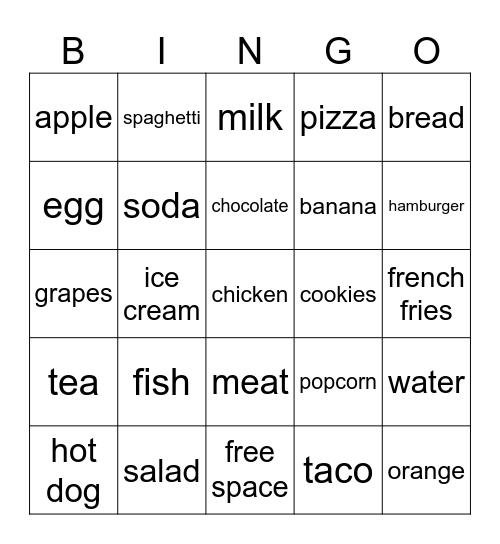 FOOD FOOD FOOD FOOD FOOD FOOD FOOD Bingo Card