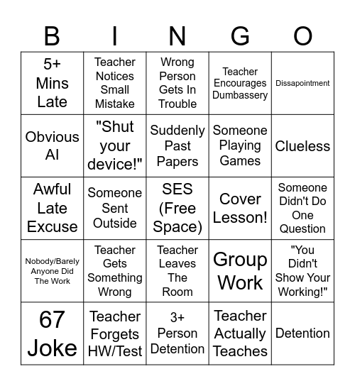 Sharjah English School Bingo Card
