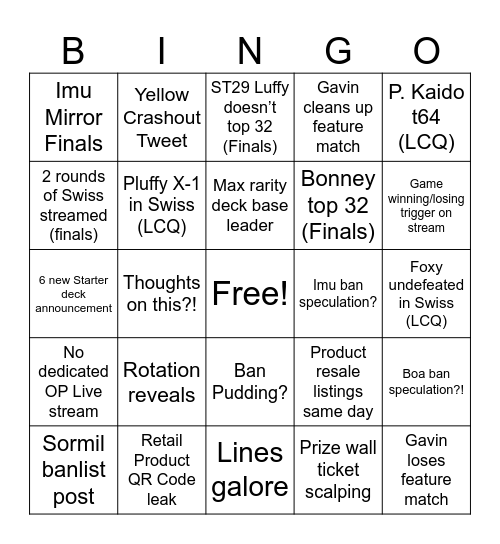 BCF Vegas Bingo Card