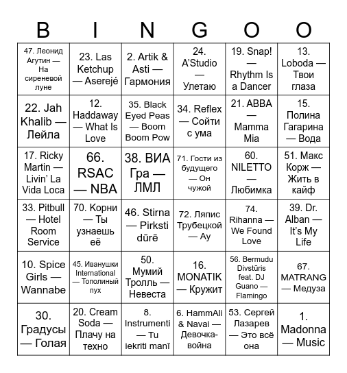Muzbingo Card