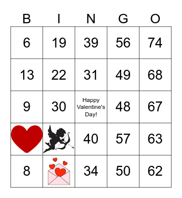 Valentines Bingo Card