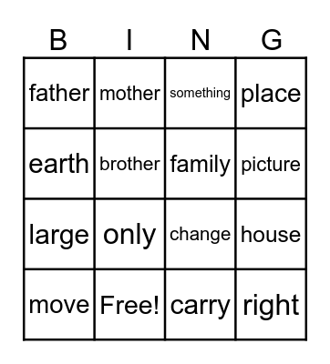 Trick Words Bingo Card
