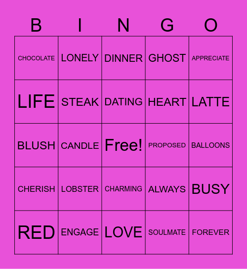 VALENTINE DAY Bingo Card