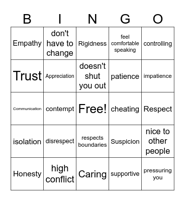 Relationship flags Bingo Card