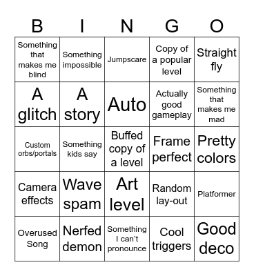 GD recent tab bingo Card