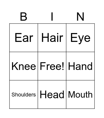 Body Bingo Card
