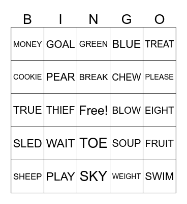 VOWEL TEAMS Bingo Card