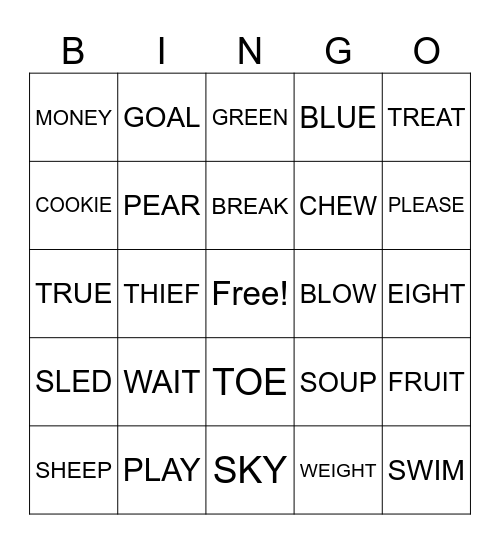 VOWEL TEAMS Bingo Card