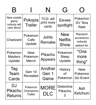 Pokemon Day 2026 Bingo Card