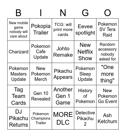 Pokemon Day 2026 Bingo Card