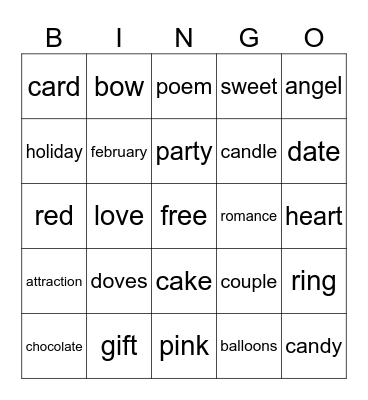 Valentine Bingo Card