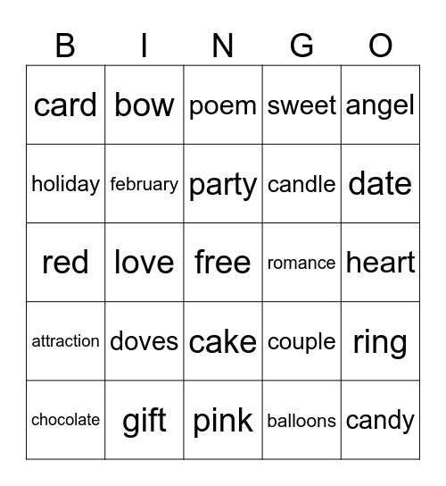 Valentine Bingo Card