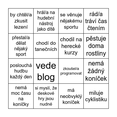 Najdi někoho, kdo… Bingo Card