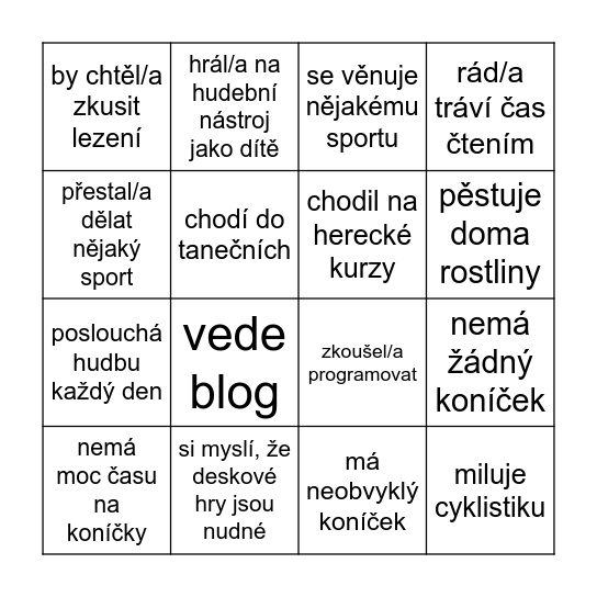 Najdi někoho, kdo… Bingo Card