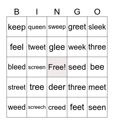 Lesson 55 EE Bingo Card