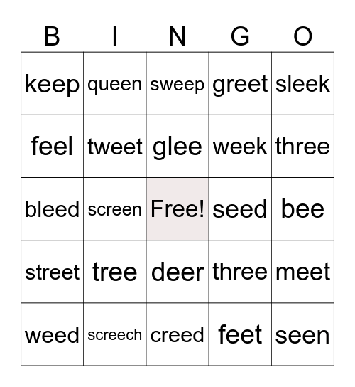 Lesson 55 EE Bingo Card