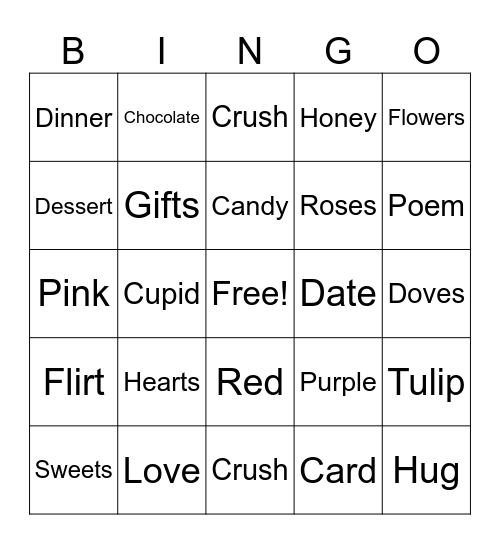 VALENTINE Bingo Card