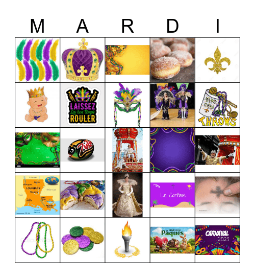 Mardi Gras Bingo Card
