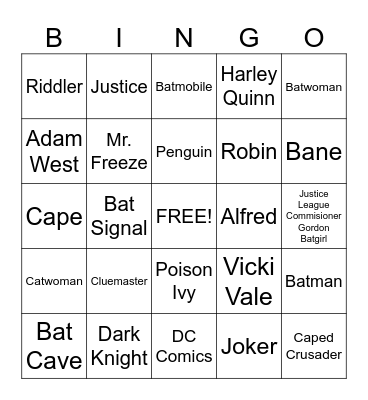 Batman Bingo Card