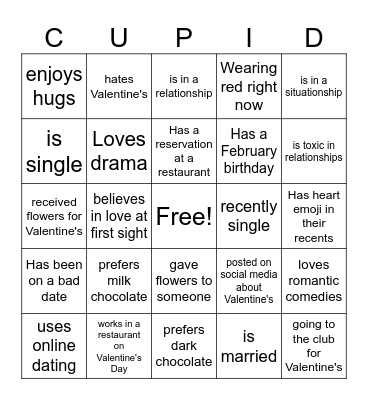Valentine's Bingo Card