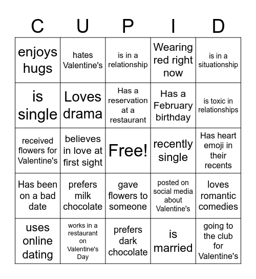 Valentine's Bingo Card