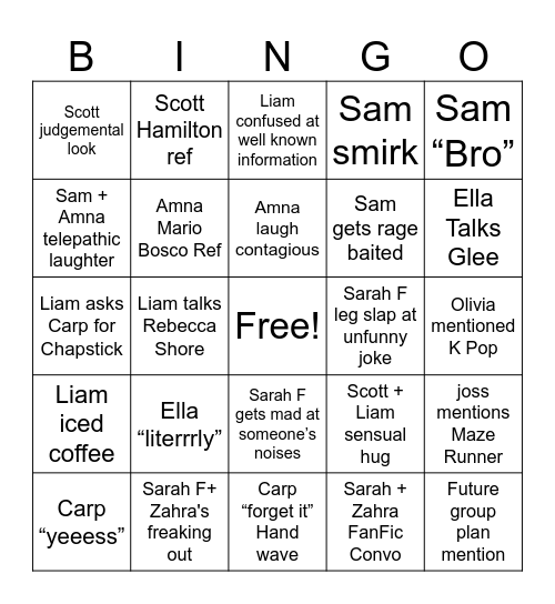 Friends Bingo Card