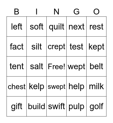 Final L and T Blends Bingo Card