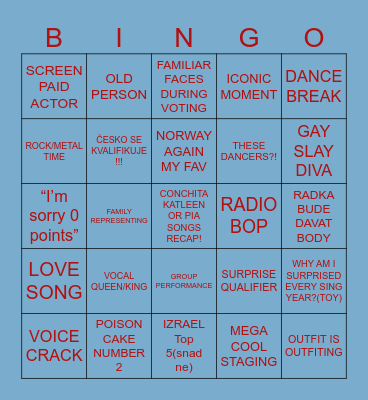 EUROVISION 2026🎤🩷 Bingo Card