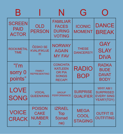 EUROVISION 2026🎤🩷 Bingo Card
