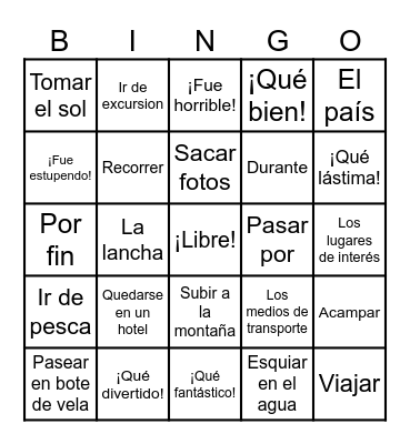 Chapter 10 --- Vocabulary 2 Bingo Card