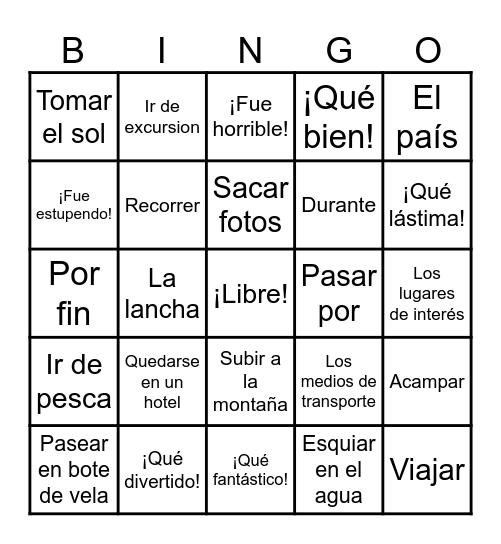 Chapter 10 --- Vocabulary 2 Bingo Card