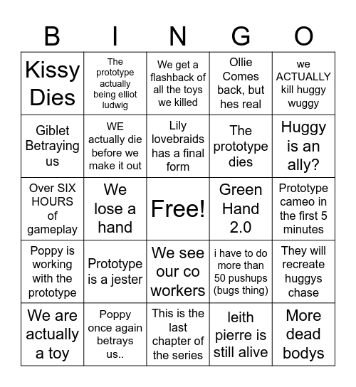 POPPY PLAYTIME 5 BINGO CARD Bingo Card