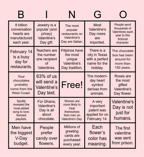 Valentine's Bingo Card