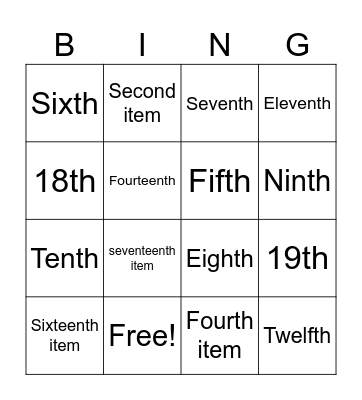 "The Terminator" Bingo Card