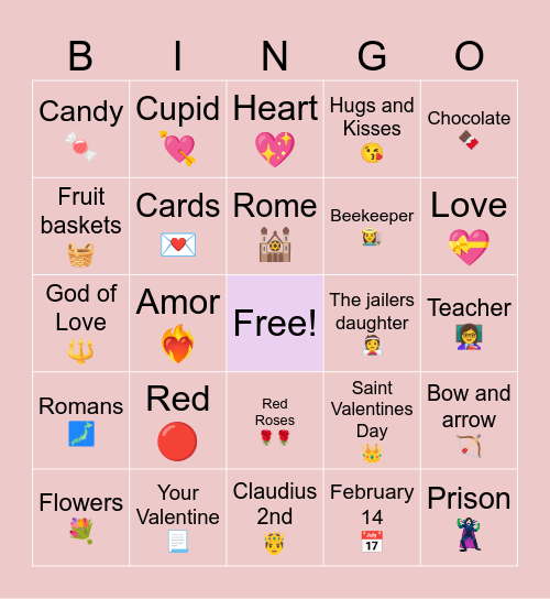 Valentine's Bingo Card