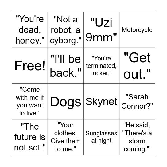 The Terminator (1984) Bingo Card
