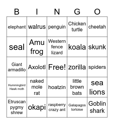 Pipsqueaks, Slowpokes, and Stinkers Bingo Card