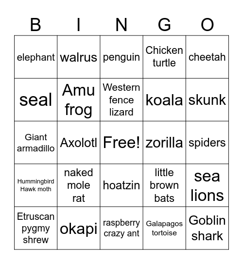 Pipsqueaks, Slowpokes, and Stinkers Bingo Card