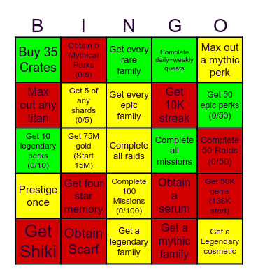AOT:R Bingo Card