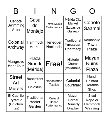 Mexico Bingo Card