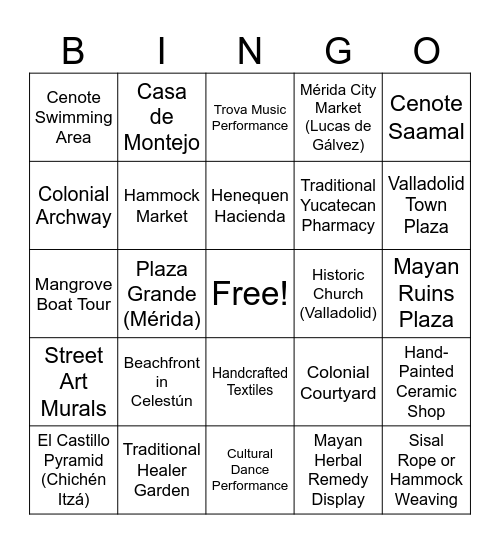 Mexico Bingo Card