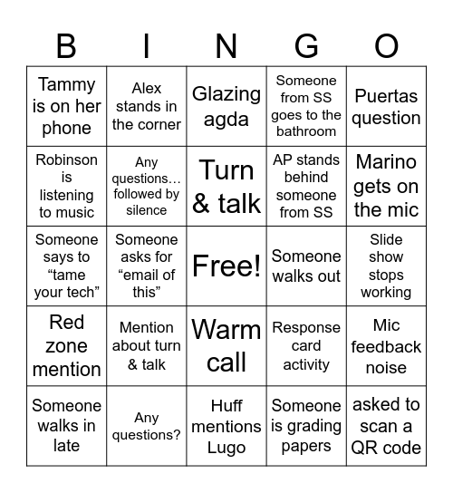 PLC Bingo Card