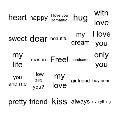 Día de San Valentín ❤️❤️❤️❤️ Bingo Card