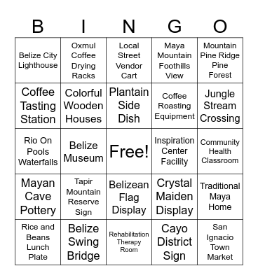 Belize Bingo Card