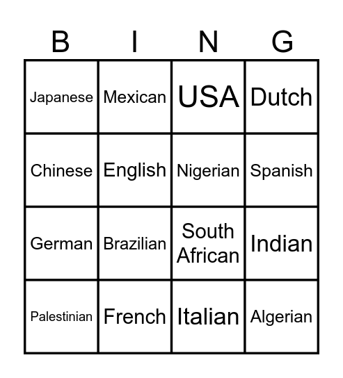 Titties Olympics Bingo Card