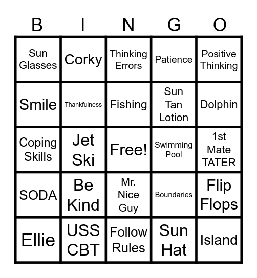 USS CBT Cruise Ship Bingo Card