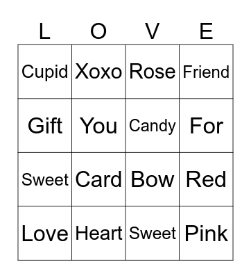 Valentine’s Day Bingo Card
