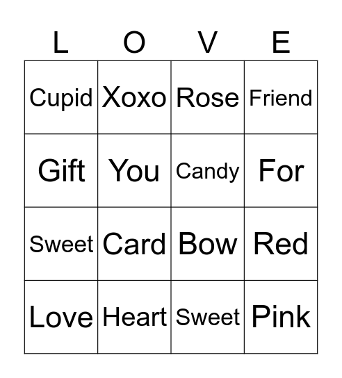 Valentine’s Day Bingo Card