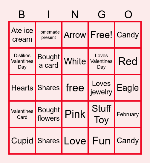 Virtual Valentine's Day Bingo Card